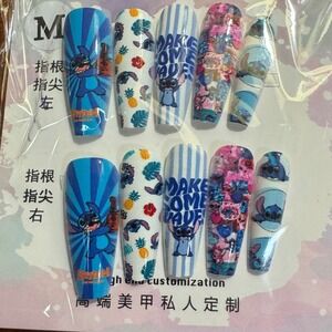 Stitch Press On Nails Lilo and Stitch Fake Nails Medium Coffin